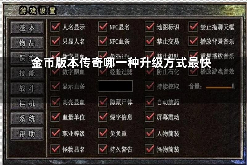 金币版本传奇哪一种升级方式最快